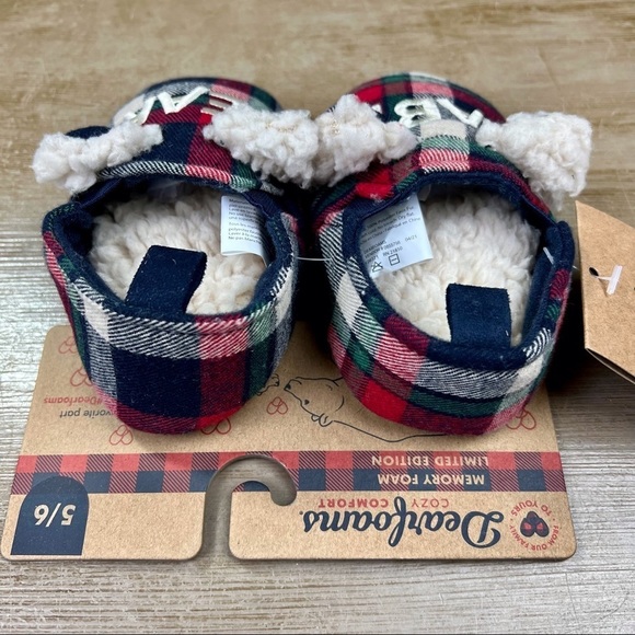 DearFoams Baby Bear Plaid Slippers Warm Cozy Sherpa Lining & Indoor/Outdoor Sole - Picture 11 of 11